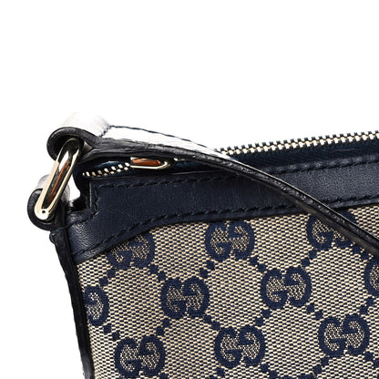 Gucci Monogram Vintage Web Medium Half Moon Hobo Navy 12 of 15