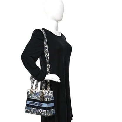 Christian Dior Canvas Embroidered Print Medium Lady D-Lite Blue Multicolor 2 of 9