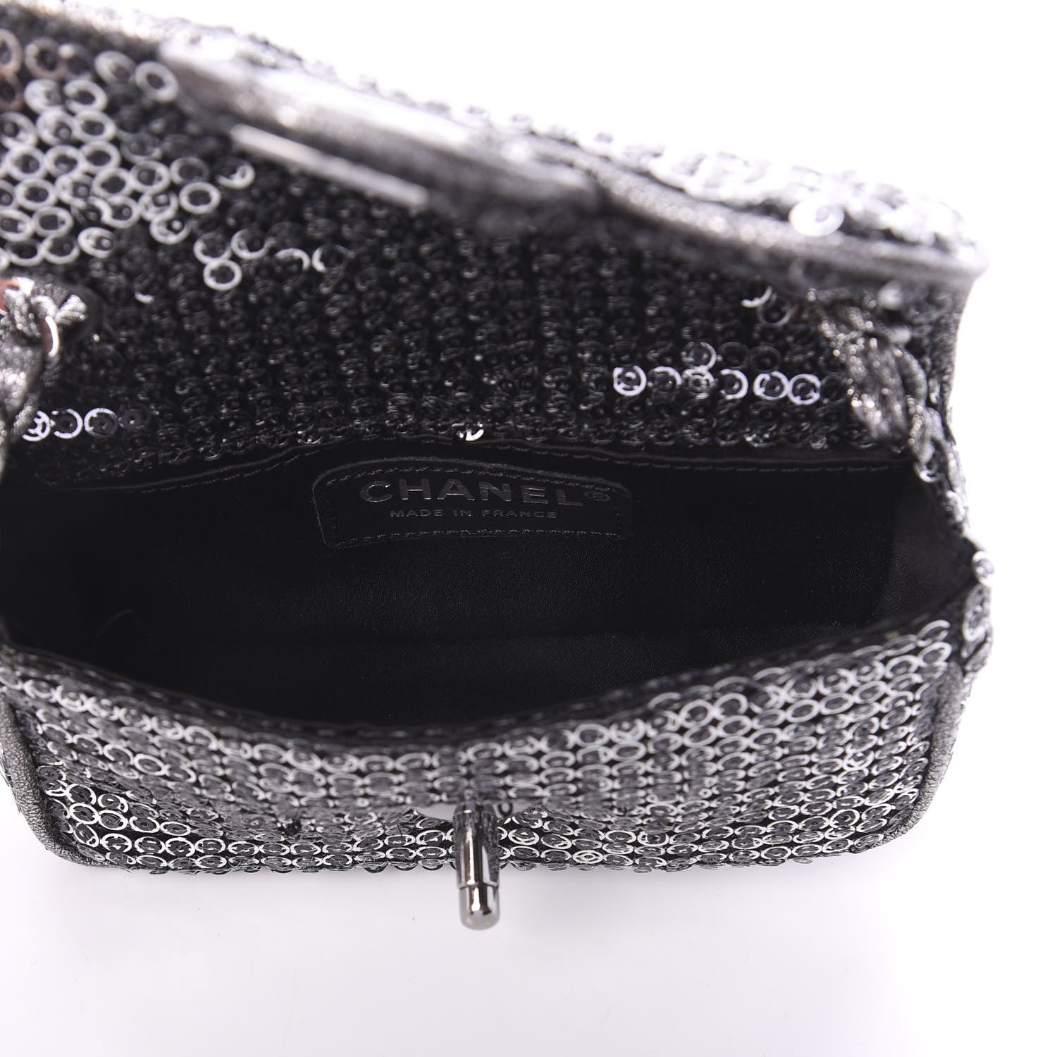 Chanel Sequin Micro Flap Dark Silver 5 of 9