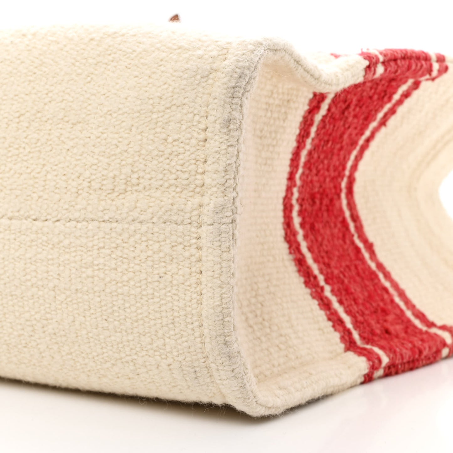 Plein Soleil Textile Calfskin Horizontal Cabas Cream Red