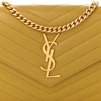 Saint Laurent Grain De Poudre Matelasse Chevron Monogram Chain Wallet Light Chartreuse 8 of 10