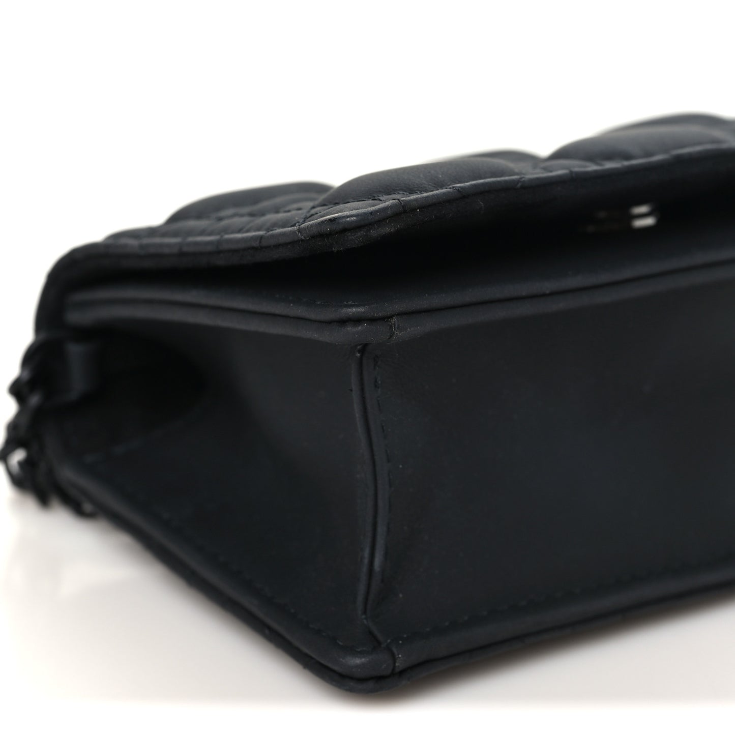 Ultra Matte Calfskin Cannage Mini Waist Pouch on Chain Black