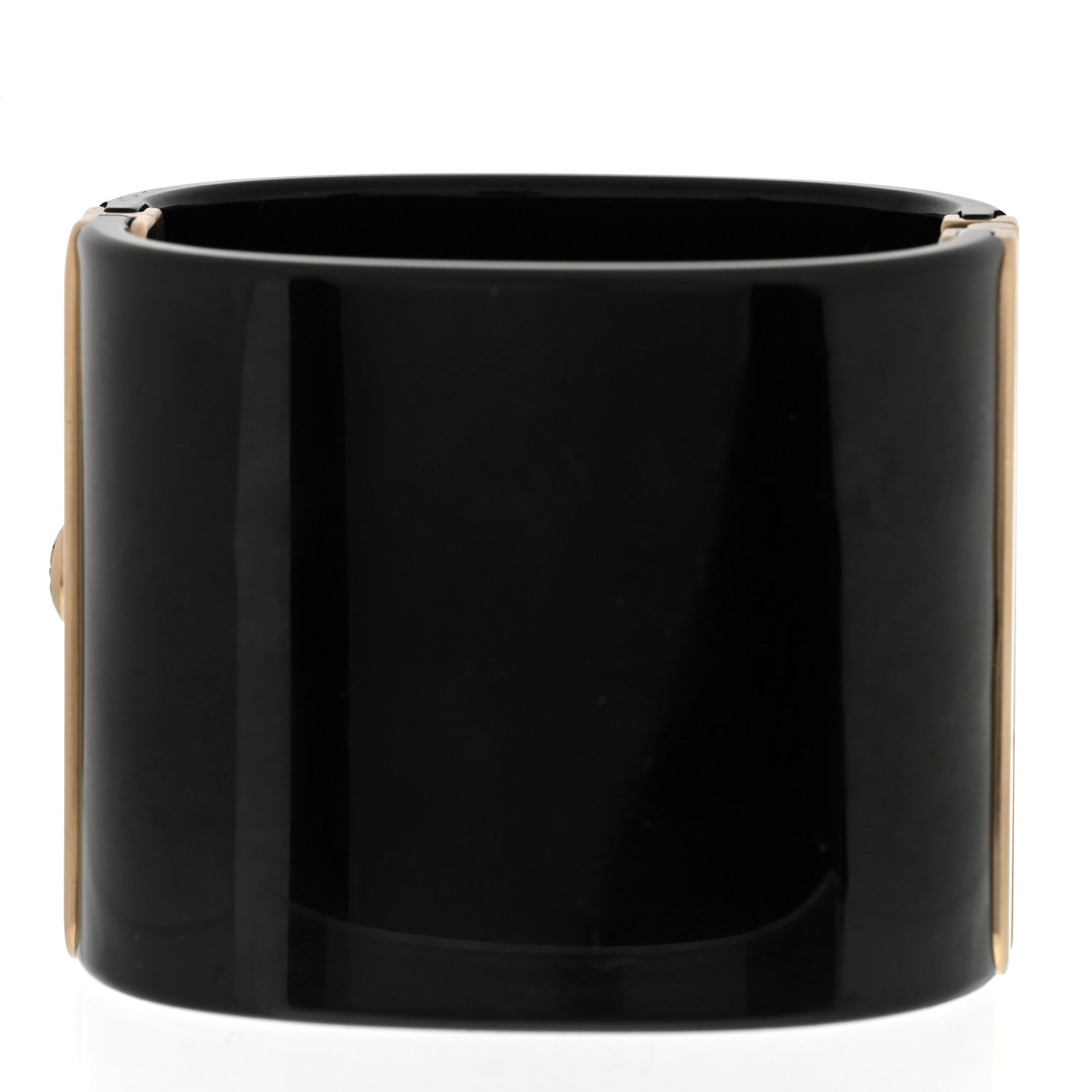 Chanel Resin Baguette Crystal Pearl CC Cuff Black 3 of 5