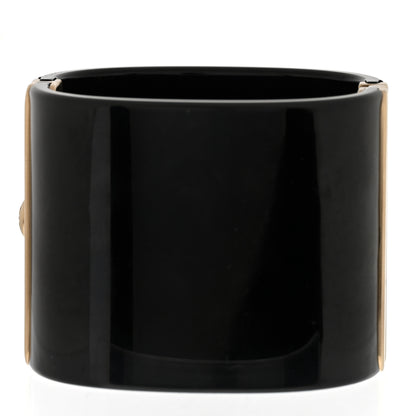 Chanel Resin Baguette Crystal Pearl CC Cuff Black 3 of 5