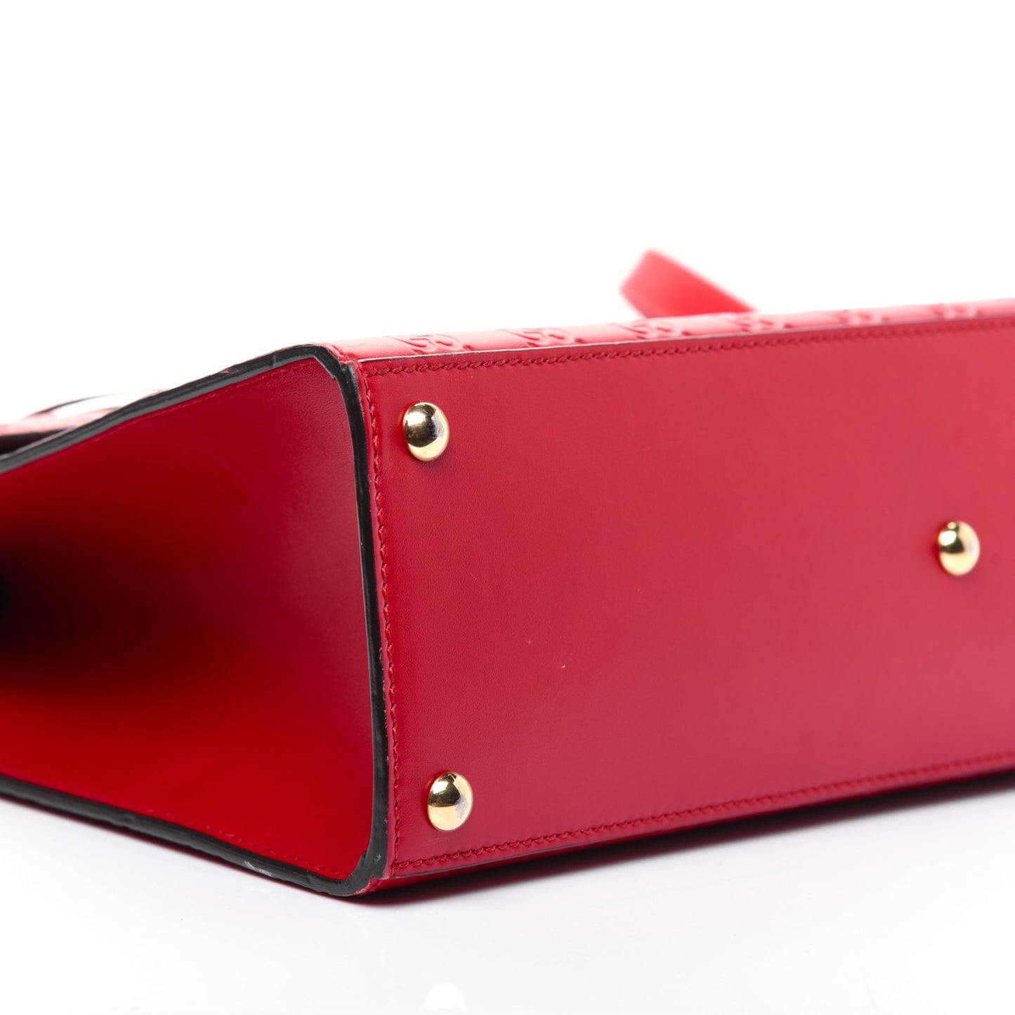 Guccissima Signature Medium Padlock Top Handle Bag Hibiscus Red
