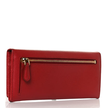 Prada Saffiano Metal Continental Flap Wallet Fuoco 3 of 11