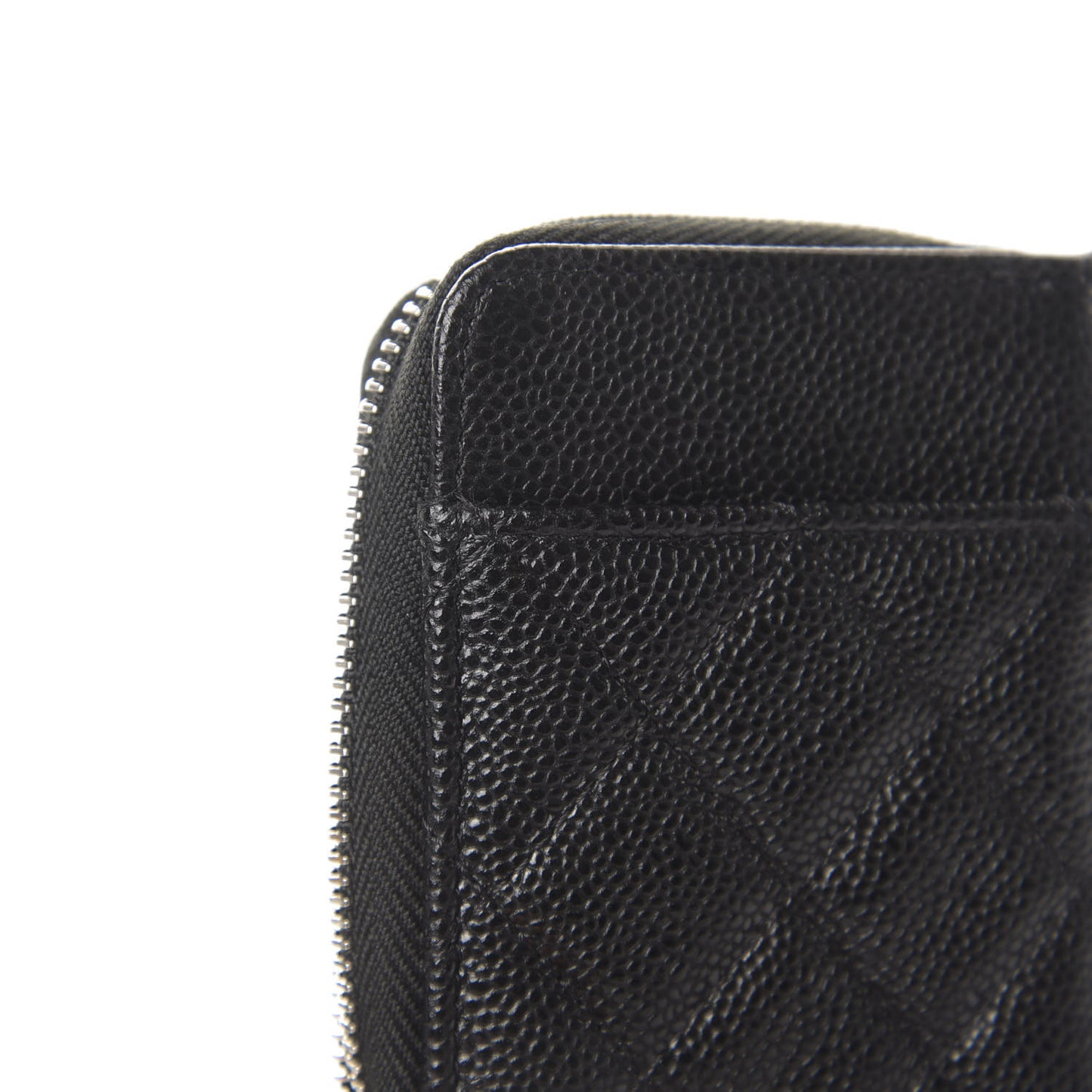 Caviar Quilted Zip Card Holder Black