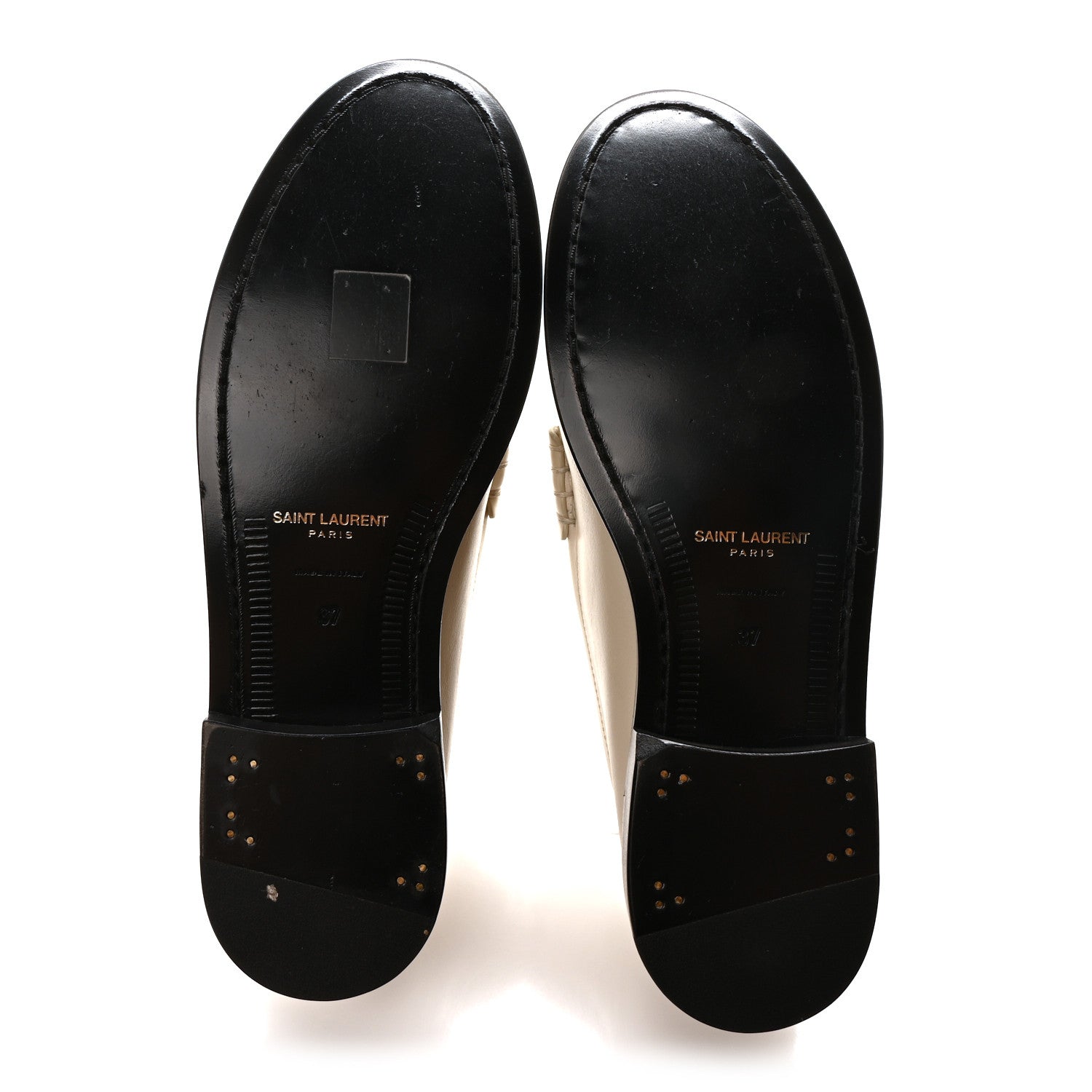 Saint Laurent Calfskin Penny Loafers 37 Pearl 6 of 10