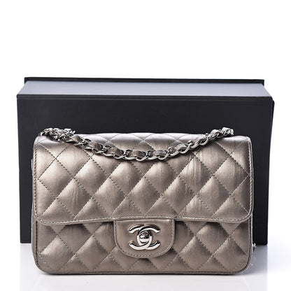 Chanel Iridescent Calfskin Quilted Mini Rectangular Flap Dark Silver 13 of 13