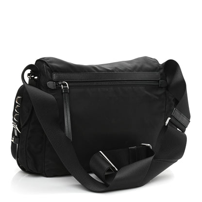 Prada Nylon New Vela Studded Messenger Bag Black 2 of 8