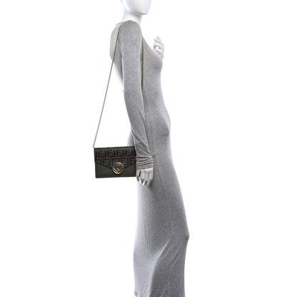 Fendi Vitello Cruise F is Fendi Bi-Color FF 1974 Embossed Medium Envelope Wallet On Chain Asparago Maya 2 of 11