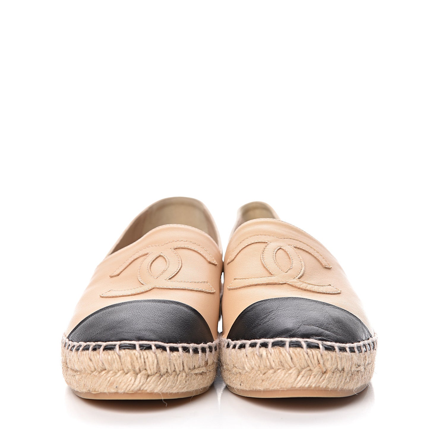 Lambskin CC Espadrilles 37 Beige Black