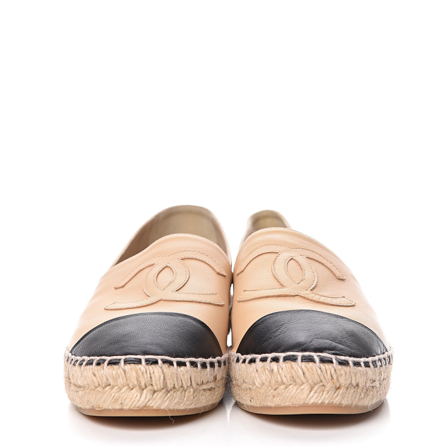 Chanel Lambskin CC Espadrilles 37 Beige Black 2 of 11