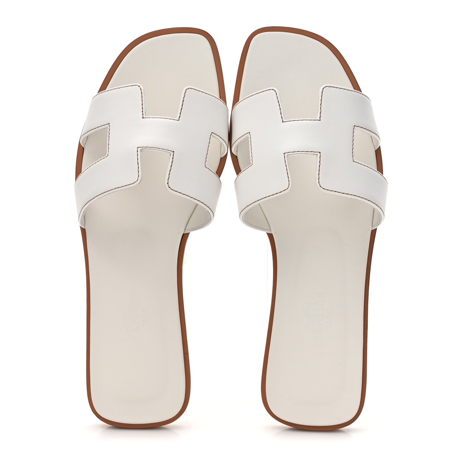 Hermes Box Calfskin Oran Sandals 35 White 2 of 9