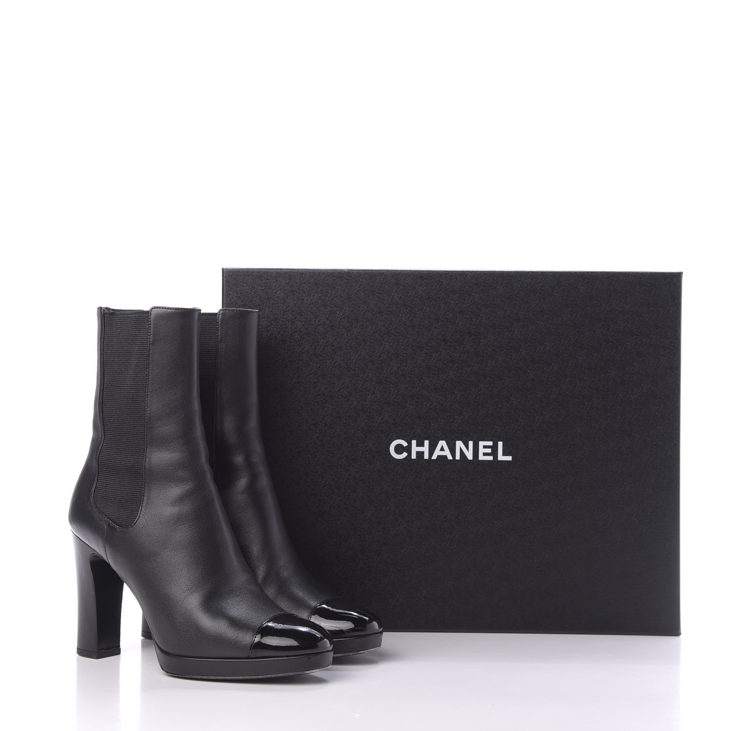 Chanel Lambskin Patent Cap Toe Pearl CC Ankle Boots 38 Black 13 of 13