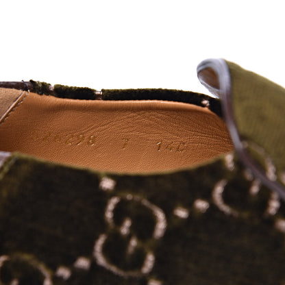 Gucci Velvet GG Monogram Mens Horsebit Loafers 7 Green 6 of 8