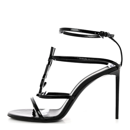 Saint Laurent Patent Cassandra 95 Ankle Strap Sandals 41 Black 1 of 11