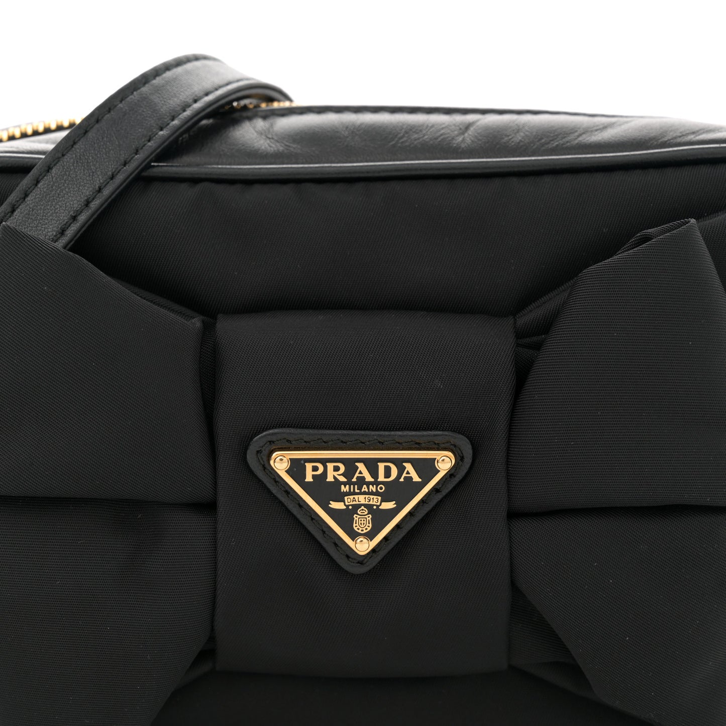 Tessuto Nylon Nappa Bow Camera Bag Black