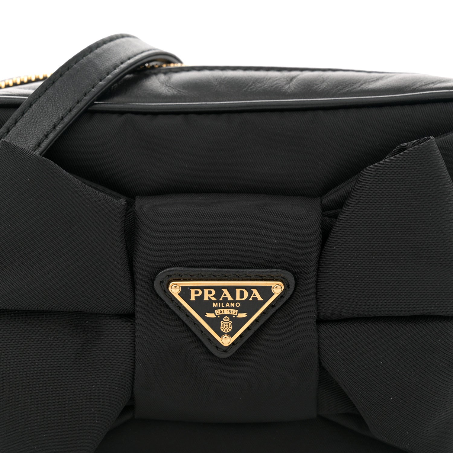 Prada Tessuto Nylon Nappa Bow Camera Bag Black 8 of 10