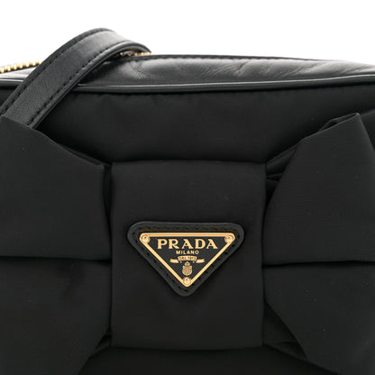 Prada Tessuto Nylon Nappa Bow Camera Bag Black 8 of 10