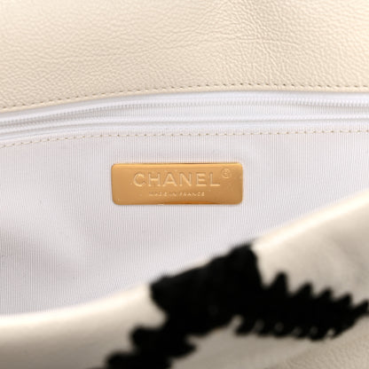 Chanel Calfskin Crochet Large Chanel 19 Flap White Black 7 of 11