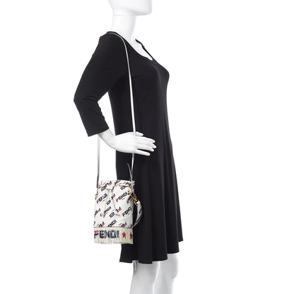 Fendi X FILA Calfskin F is Fendi Mania Fringe Mini Mon Tresor Bucket Bag White 2 of 10