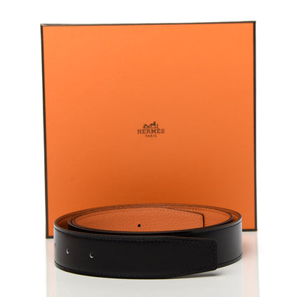 Hermes Box Togo 32mm Belt Strap 100 Black Orange 5 of 5