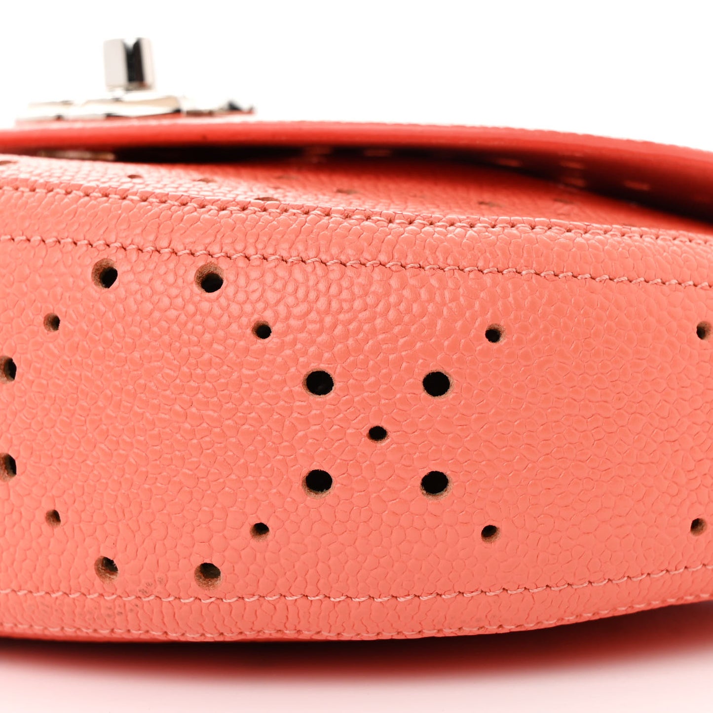 Caviar Perforated Messenger Bag Coral