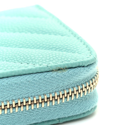 Chanel Caviar Flat Chevron Quilted Zip Around Coin Purse Green 8 of 8