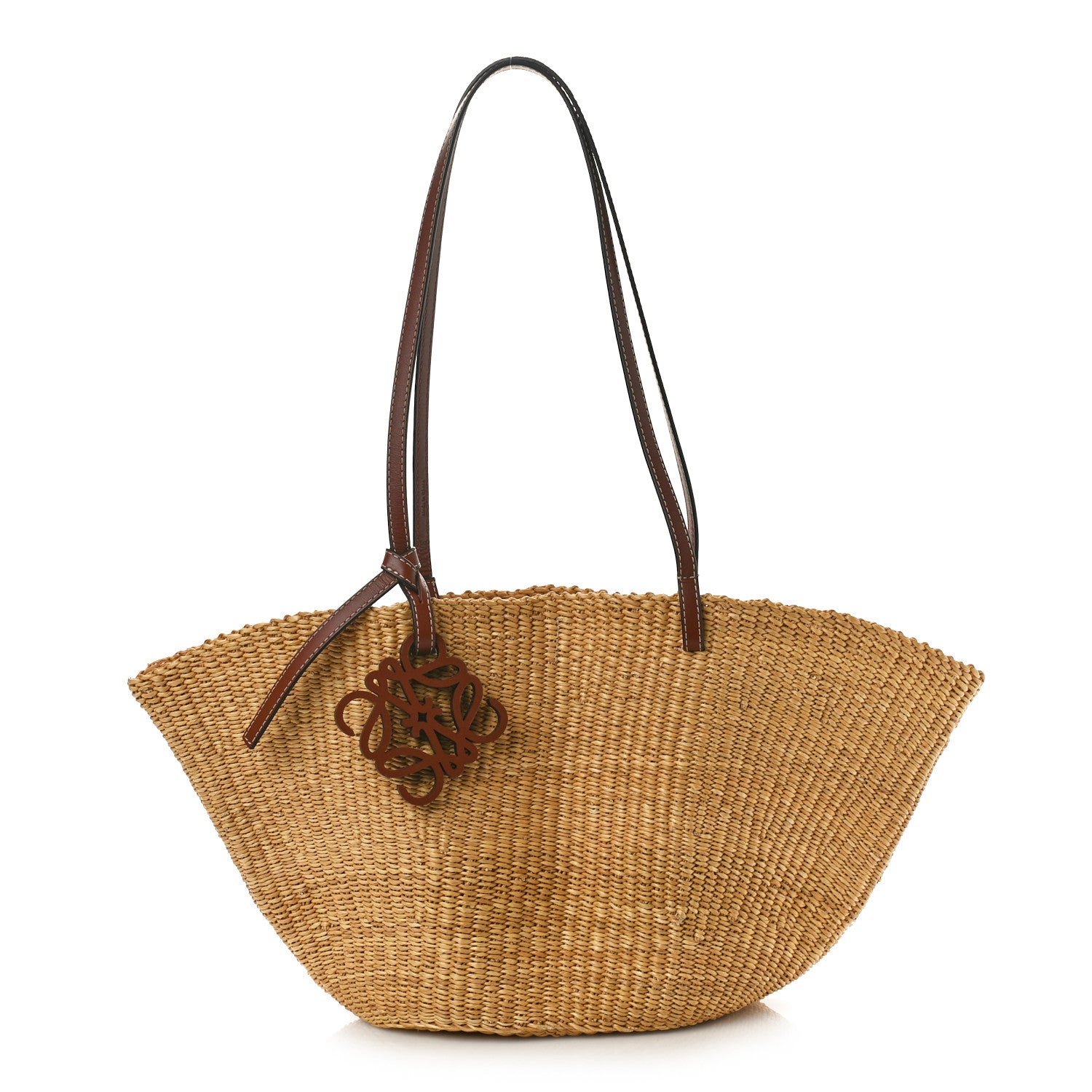 Loewe Calfskin Raffia Paulas Ibiza Small Basket Tote Bag Natural Tan 1 of 7