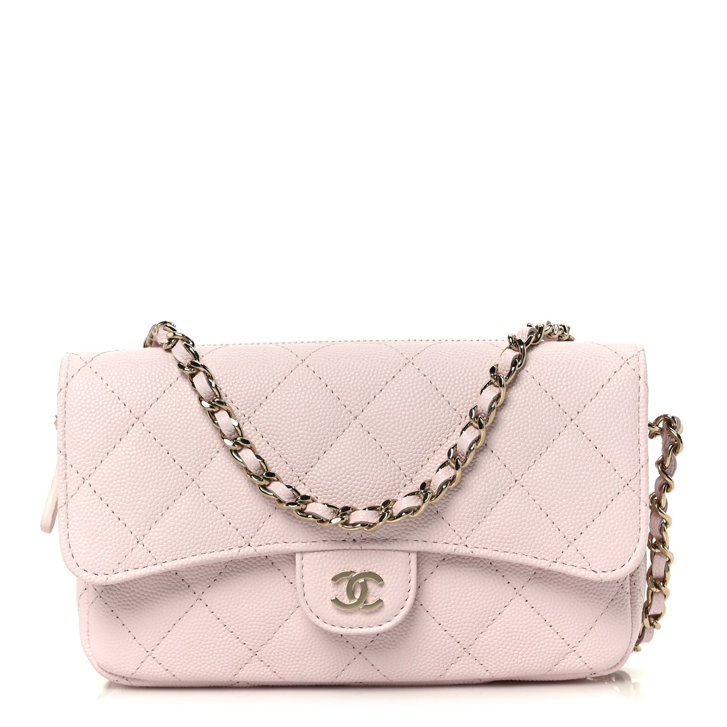 Chanel Caviar Quilted Flap Phone Holder With Chain Light Pink 1 of 13