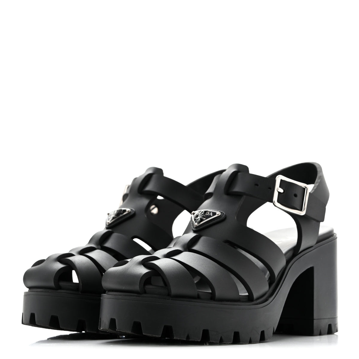 Foam Rubber Triangle Logo Monolith 55mm Cage Sandals 37 Black