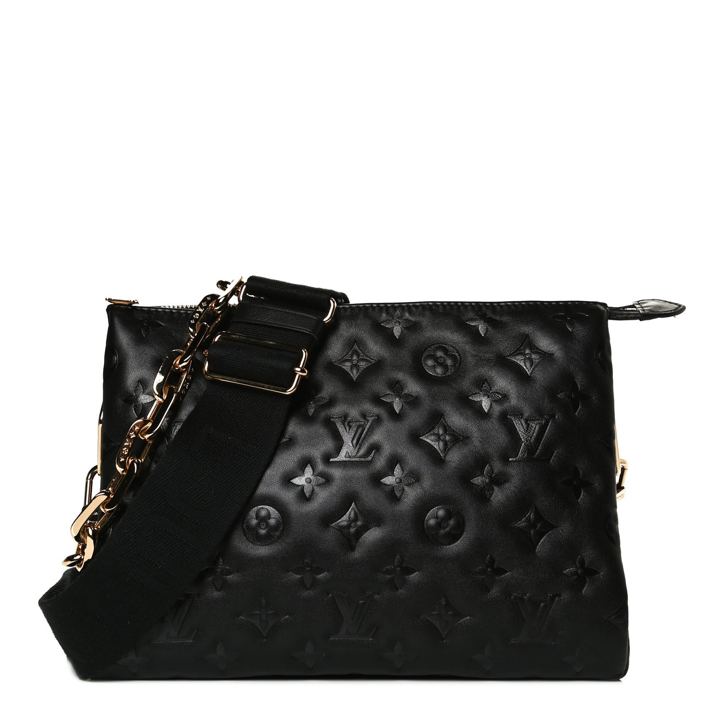Lambskin Embossed Monogram Coussin PM Black