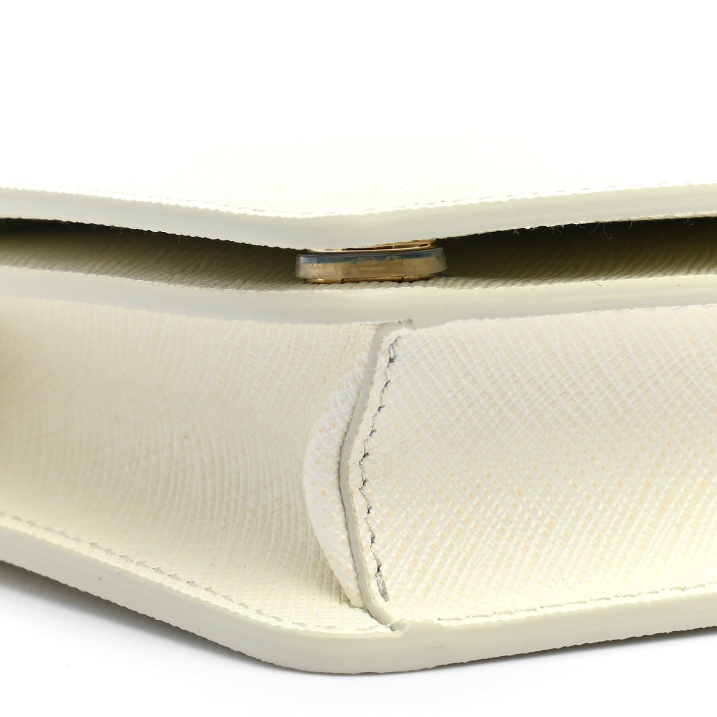 Saffiano Shine Monochrome Mini Flap Crossbody Wristlet Bag Bianco