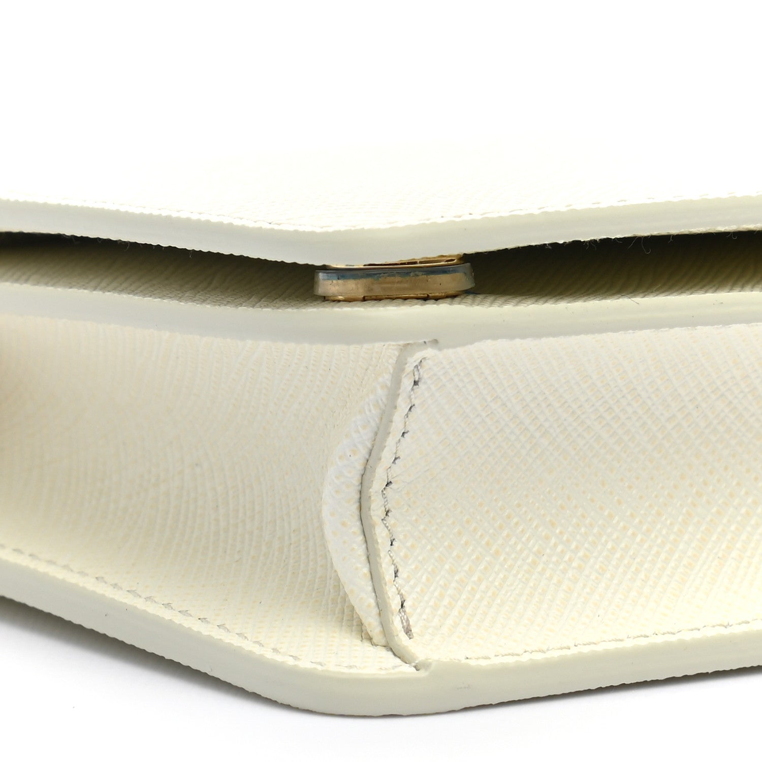 Prada Saffiano Shine Monochrome Mini Flap Crossbody Wristlet Bag Bianco 8 of 10