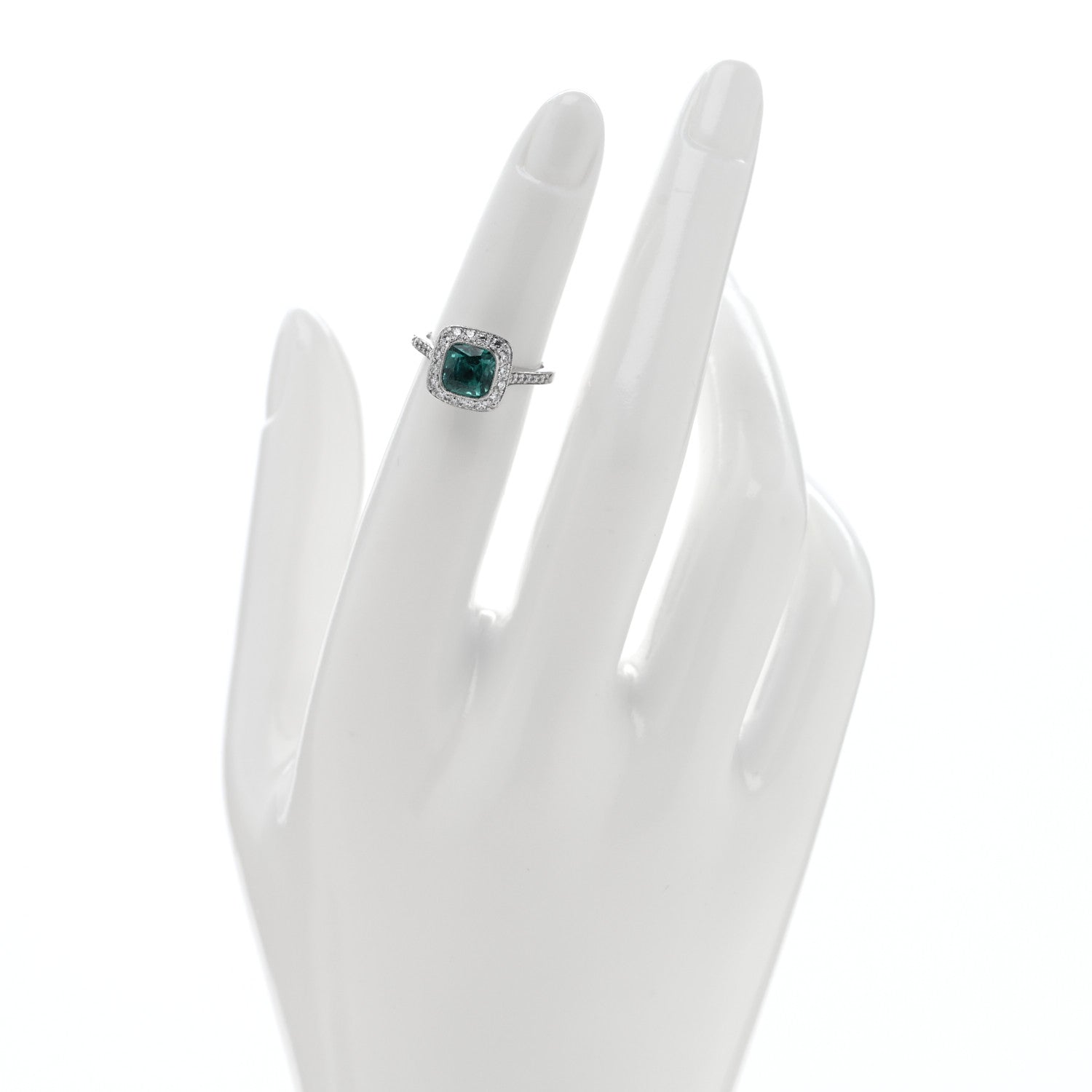 Tiffany Platinum Diamond Green Tourmaline Legacy Ring 46 3.75 2 of 7