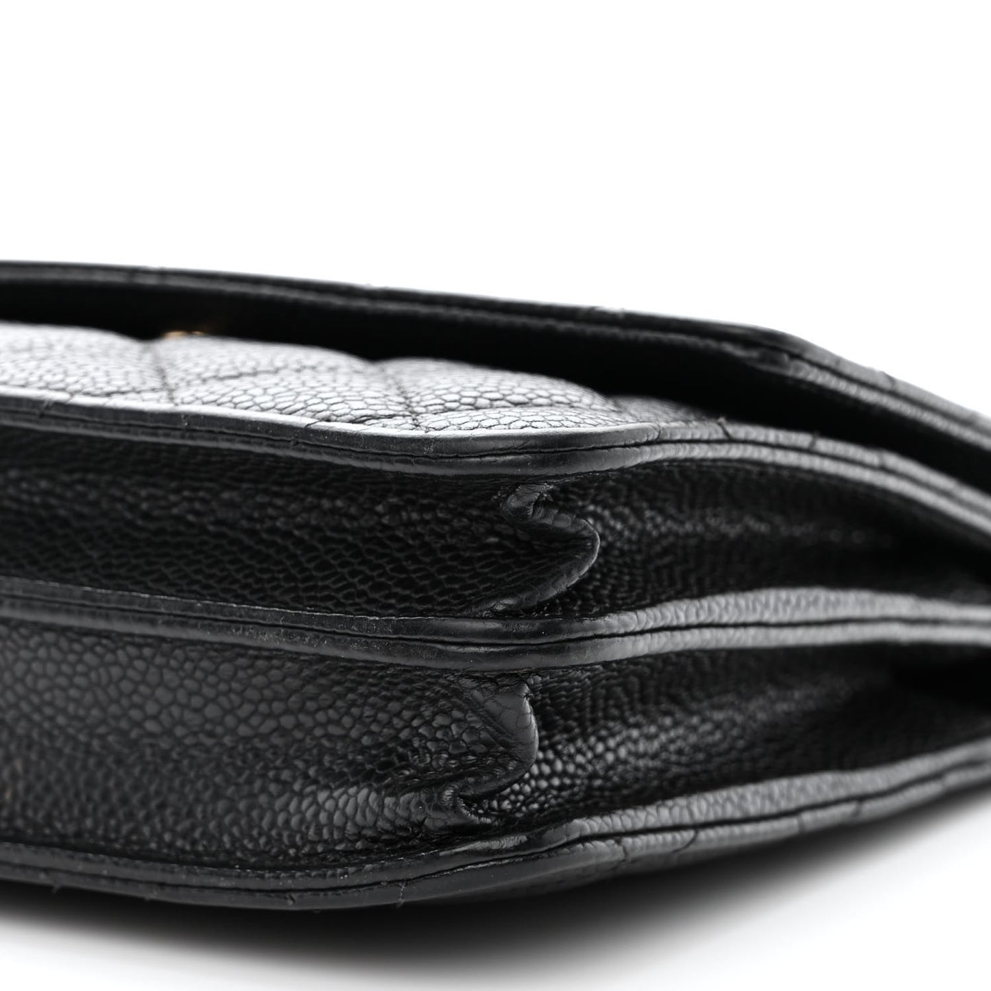 Caviar Quilted Square Wallet On Chain WOC Black