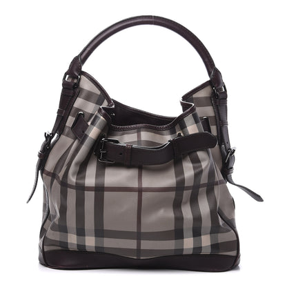 Burberry Smoked Check Medium Walden Belted Hobo Plum 1 of 8