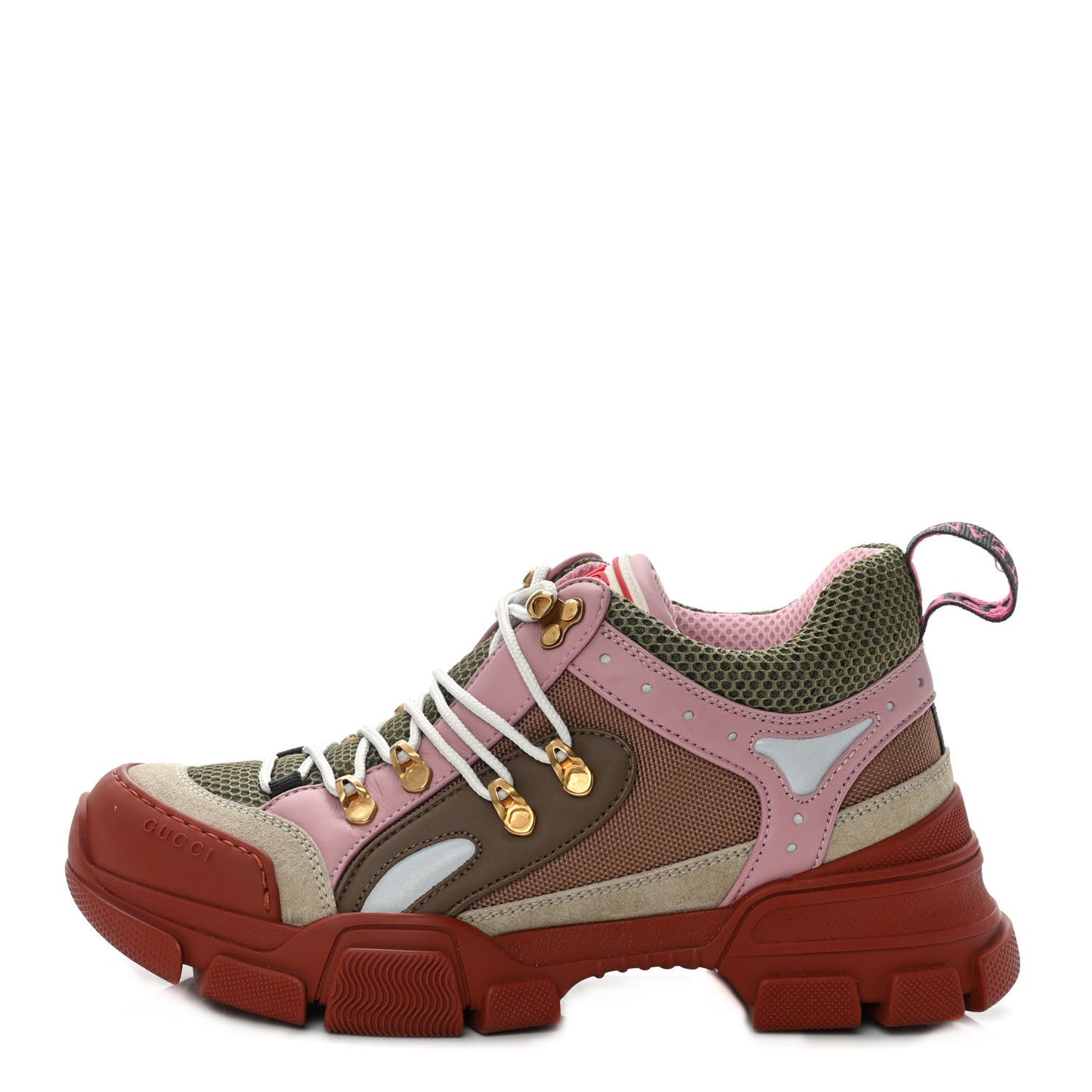 X SEGA Mesh Canvas Calfskin Womens Flashtrek Sneakers 39 Military Oatmeal Carmine Rose Ardesia
