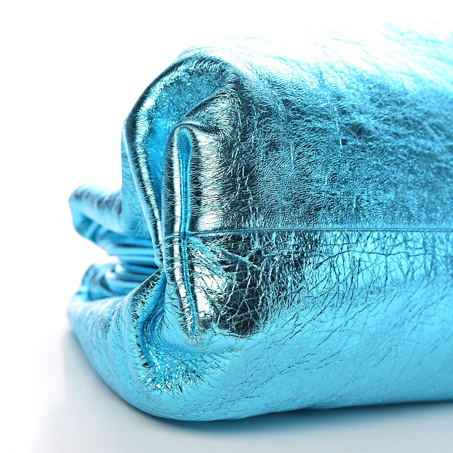 Bottega Veneta Metallic Crinkled Lambskin The Pouch Sky Blue 9 of 10