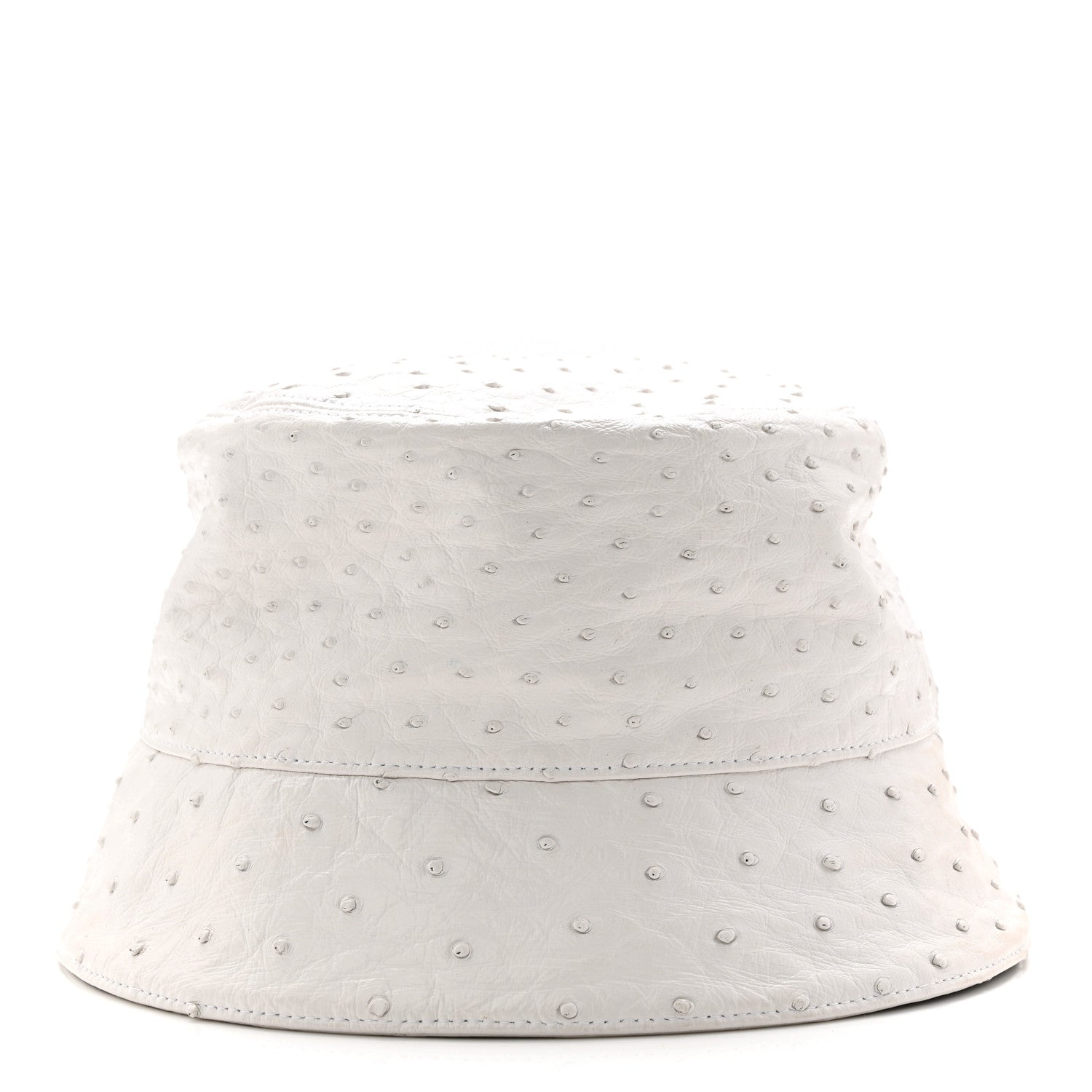 Prada Ostrich Metal Triangle Womens Bucket Hat L White 4 of 8
