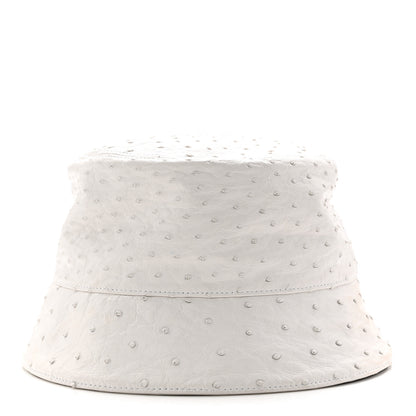 Prada Ostrich Metal Triangle Womens Bucket Hat L White 4 of 8