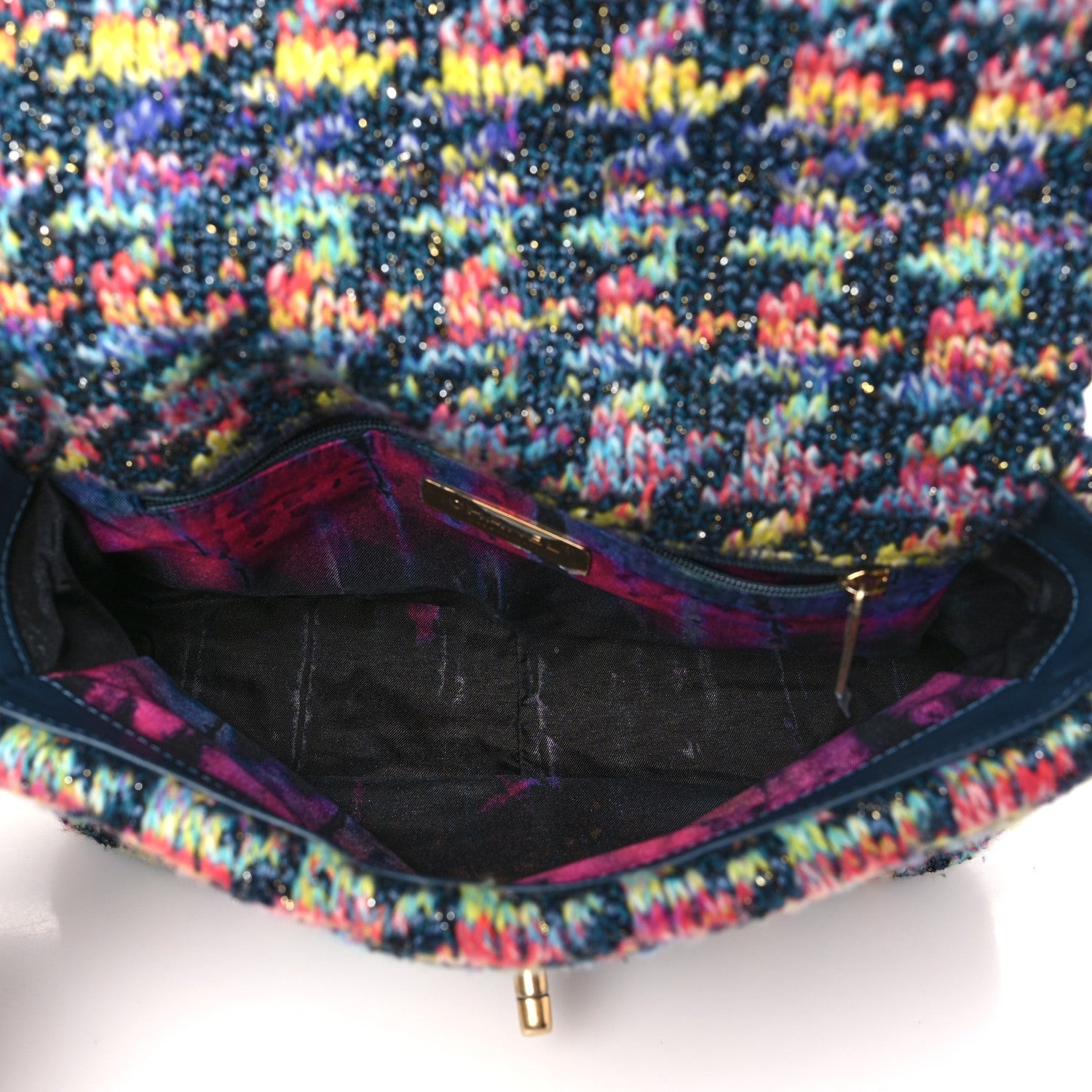 Chanel Tweed Quilted Medium Chanel 19 Flap Dark Multicolor 5 of 10