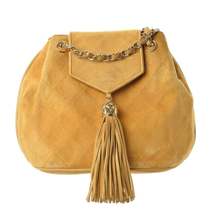Chanel Suede Quilted Tassel Shoulder Bag Yellow 1 of 16