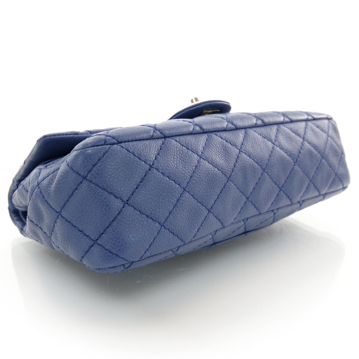 Chanel Washed Caviar Medium Double Flap Blue 4 of 8
