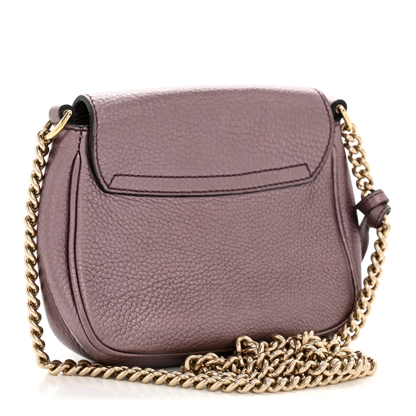 Metallic Pebbled Calfskin Small Soho Flap Crossbody Purple