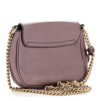 Gucci Metallic Pebbled Calfskin Small Soho Flap Crossbody Purple 3 of 13