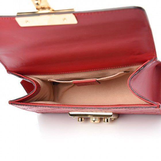 Gucci Guccissima Small Padlock Shoulder Bag Hibiscus Red 6 of 9