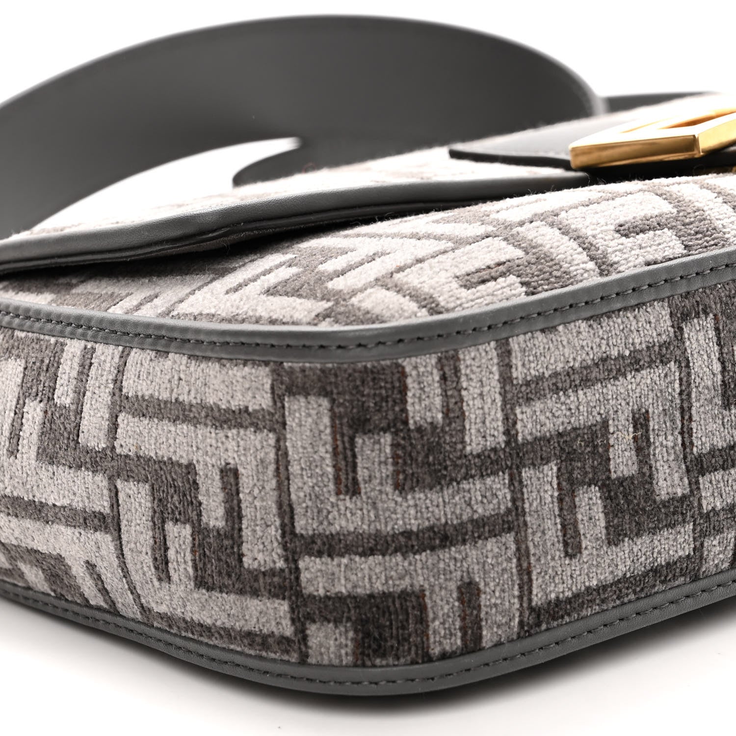 Fendi Chenille FF Embroidered Baguette Antracite Asfalto 8 of 9