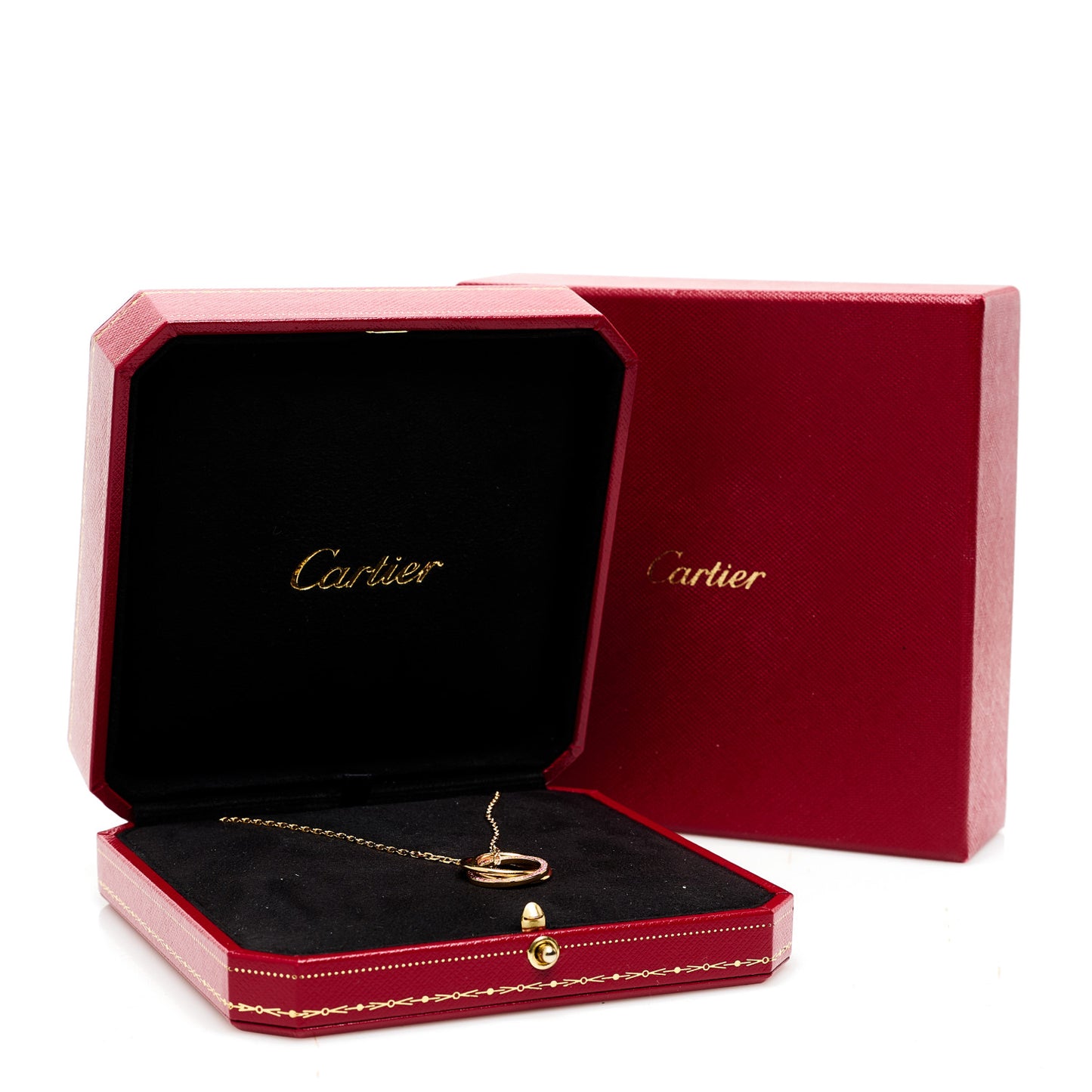 18K Pink Gold Pink Sapphire Trinity Pendant Necklace